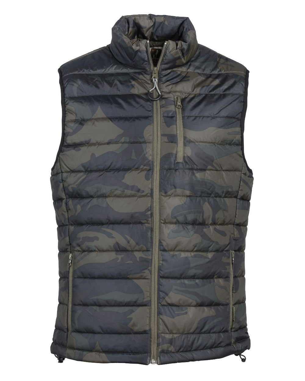 Camo Khaki coloured Percussion Camo Trek Vest on white background 