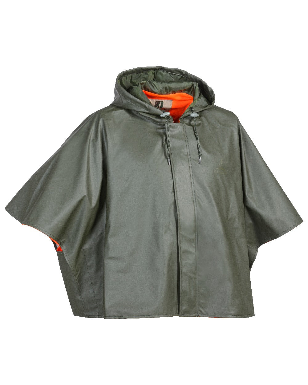 Khaki coloured Percussion Capeline Reversible Poncho on white background 