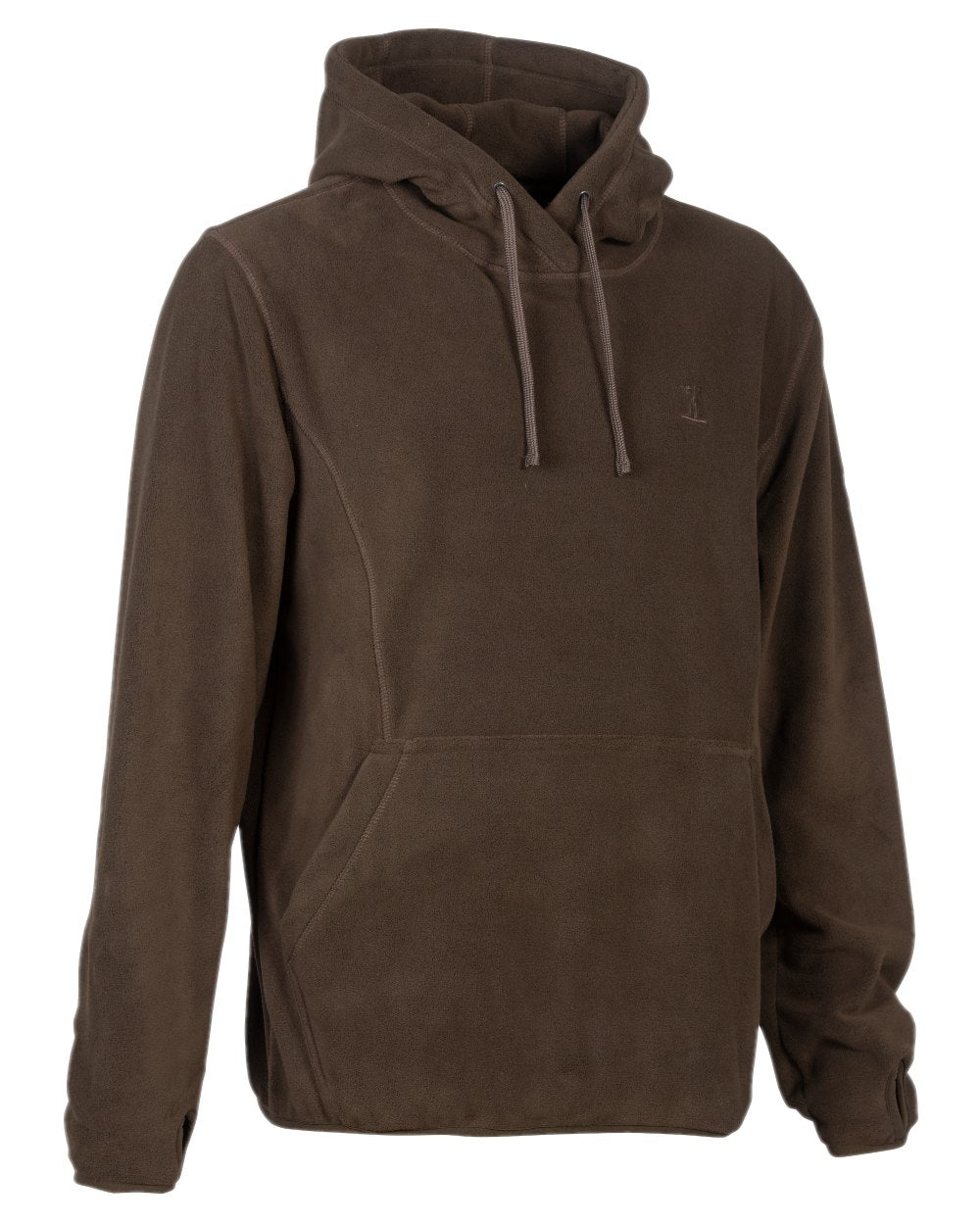 Brown coloured Percussion Fleece Hooded Sweatshirt on white background 