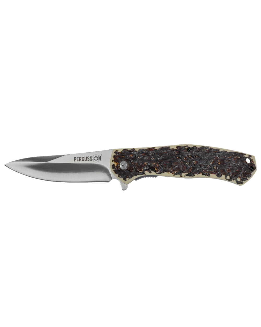 Brown Coloured Percussion Folding Knife on white background 