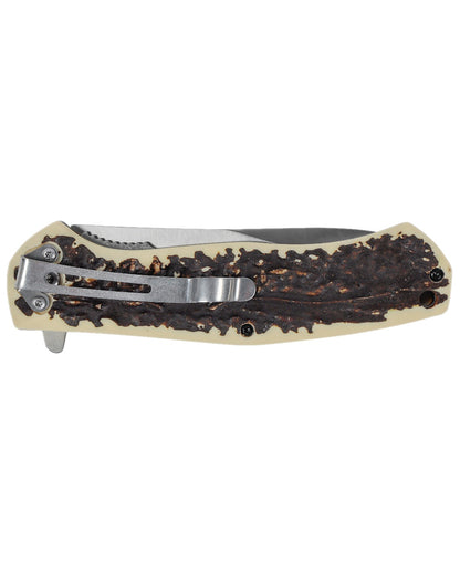 Brown Coloured Percussion Folding Knife on white background 