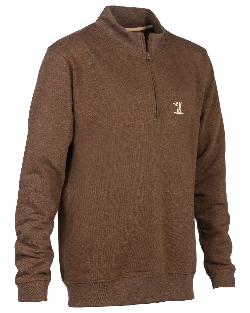 Brown Coloured Percussion High Neck Sweatshirt On A White Background 