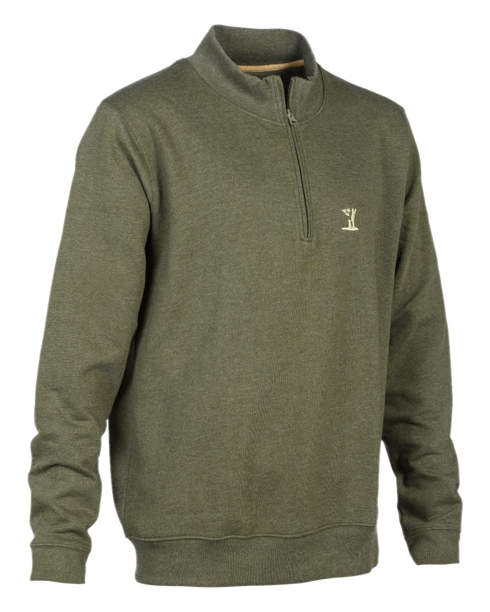 Khaki coloured Percussion High Neck Sweatshirt on white background 