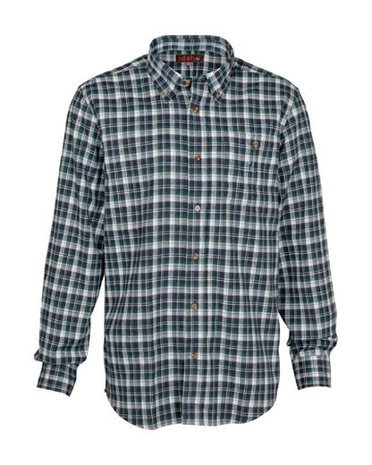 Green coloured Percussion Idaho Castor Shirt on white background 