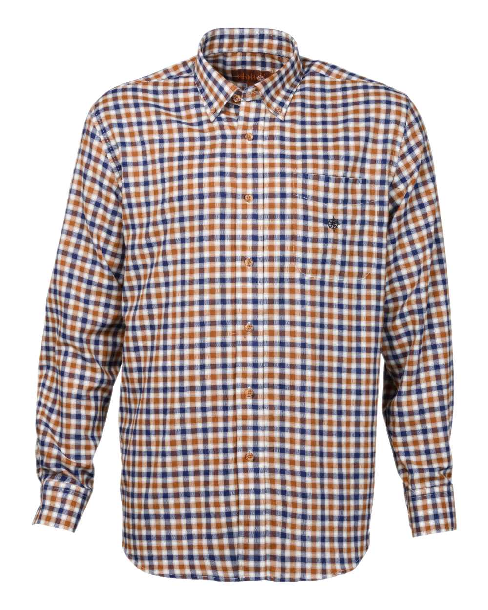 Brown Blue coloured Percussion Idaho Serdange Shirt on white background 