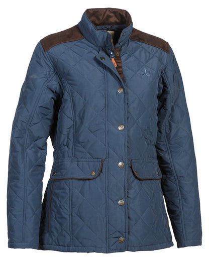 Blue Coloured Percussion Ladies Edinburgh Quilted Jacket On A White Background 