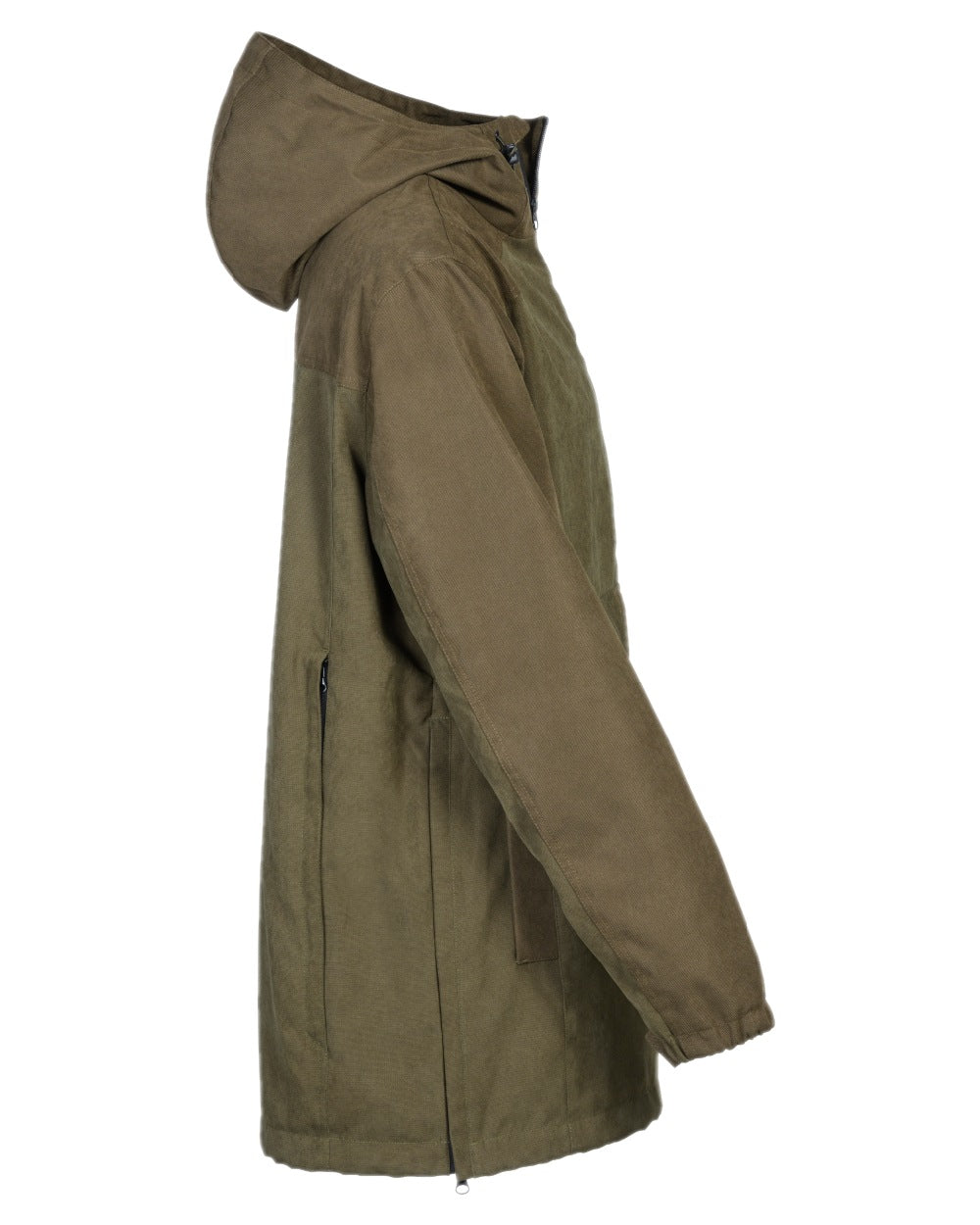 Khaki Coloured Percussion Mens Bristol Smock on white background 