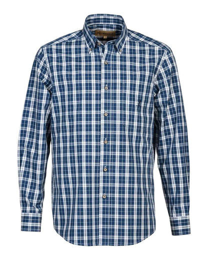 Blue coloured Percussion Mens Dorset Shirt on white background 