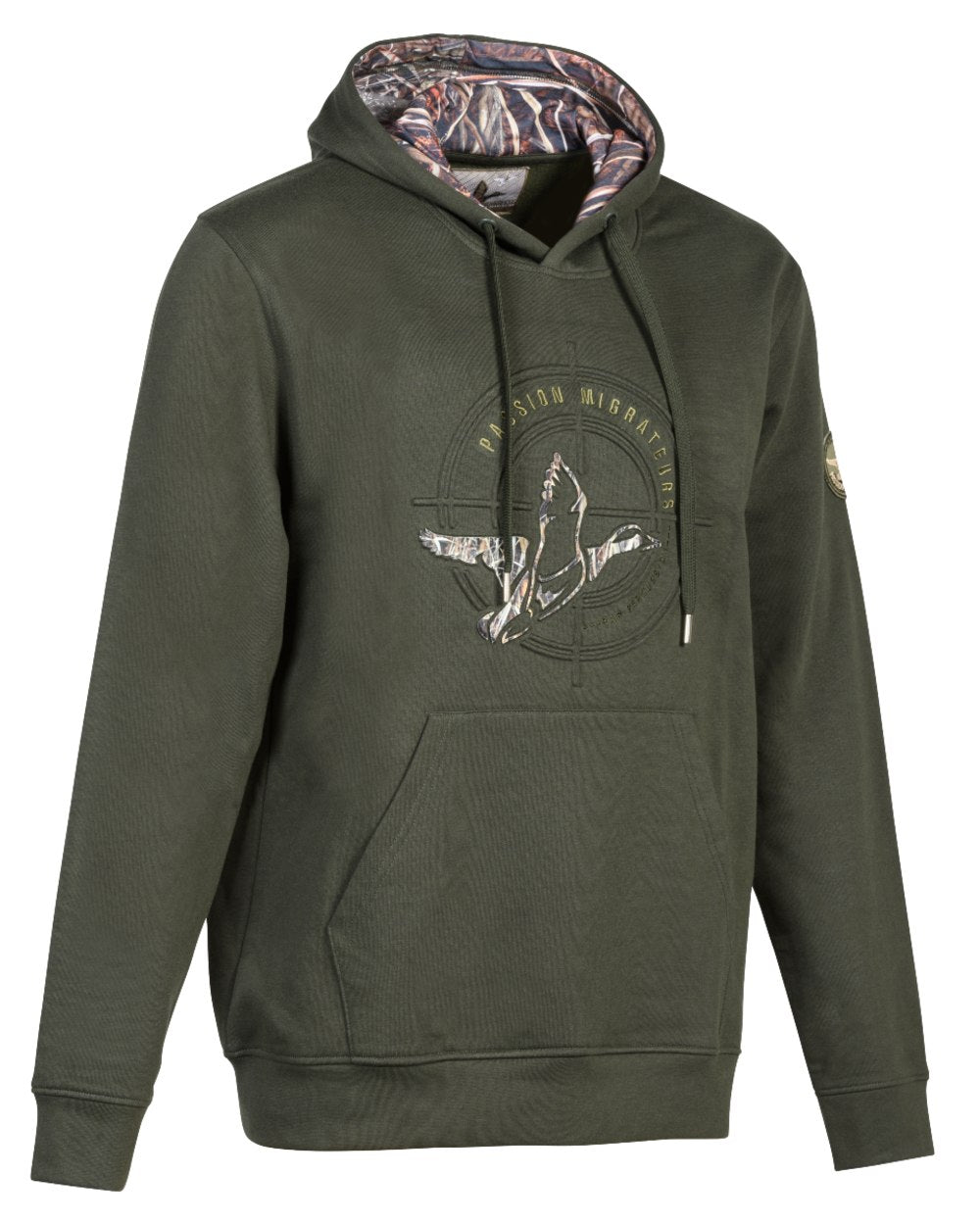 Khaki Coloured Percussion Mens Passion Migrators Hoodie on white background 