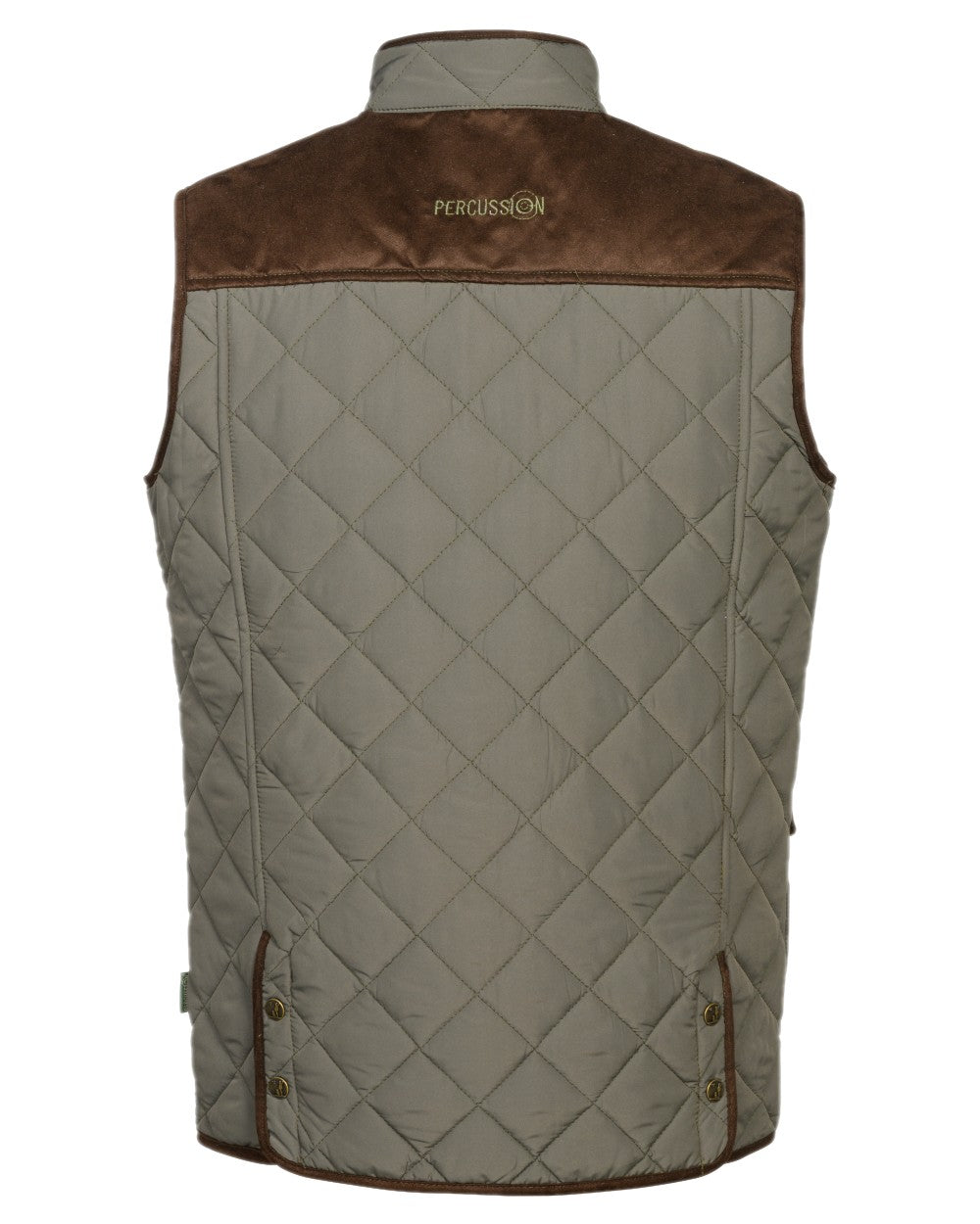 Khaki Coloured Percussion Mens Stalion Gilet on white background 