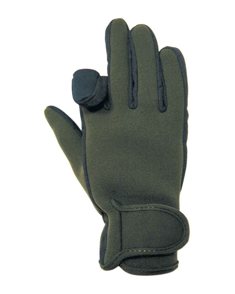 Khaki coloured Percussion Neoprene Gloves on white background 