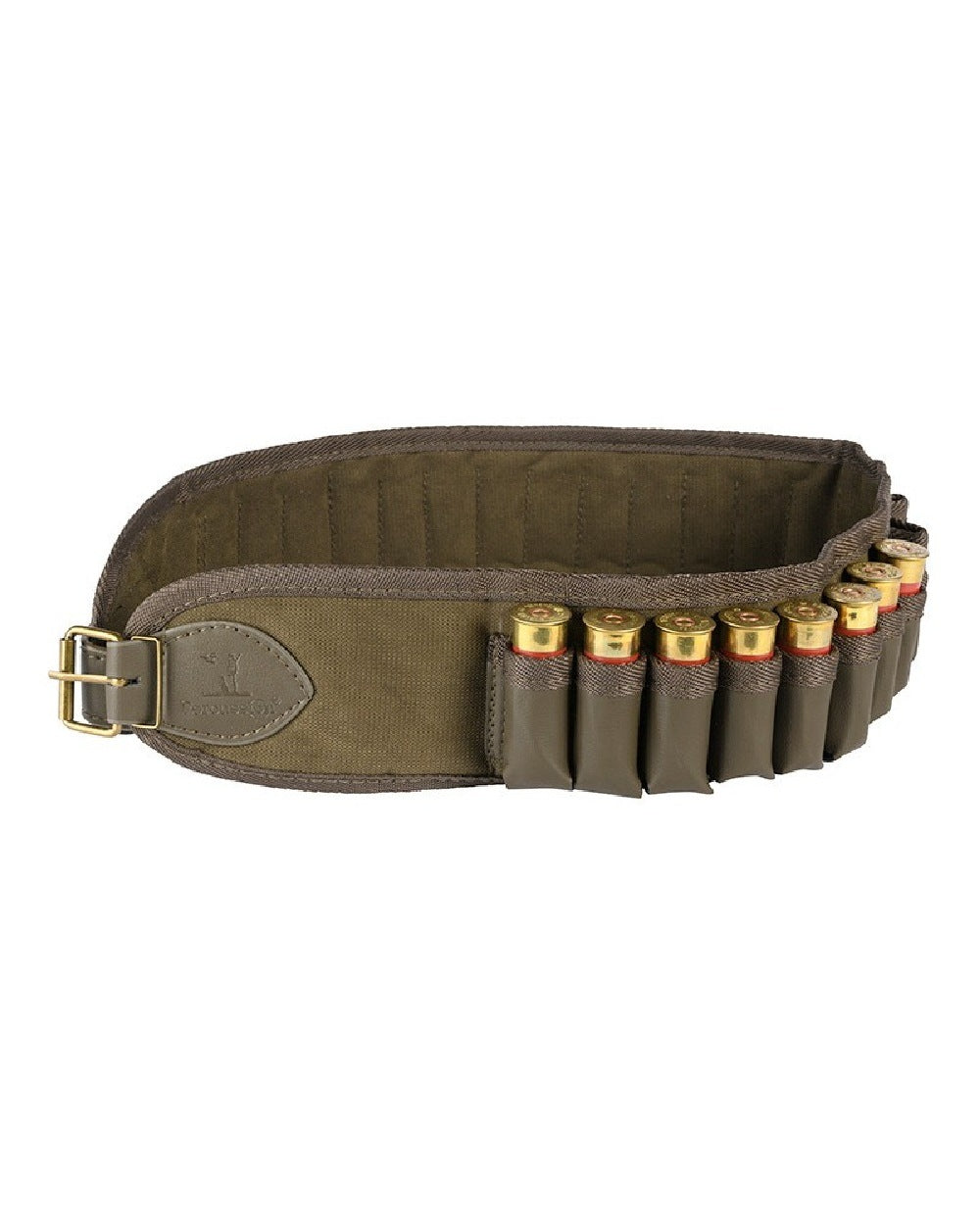 Khaki coloured Percussion Rambouillet Cartridge Belt on white background 