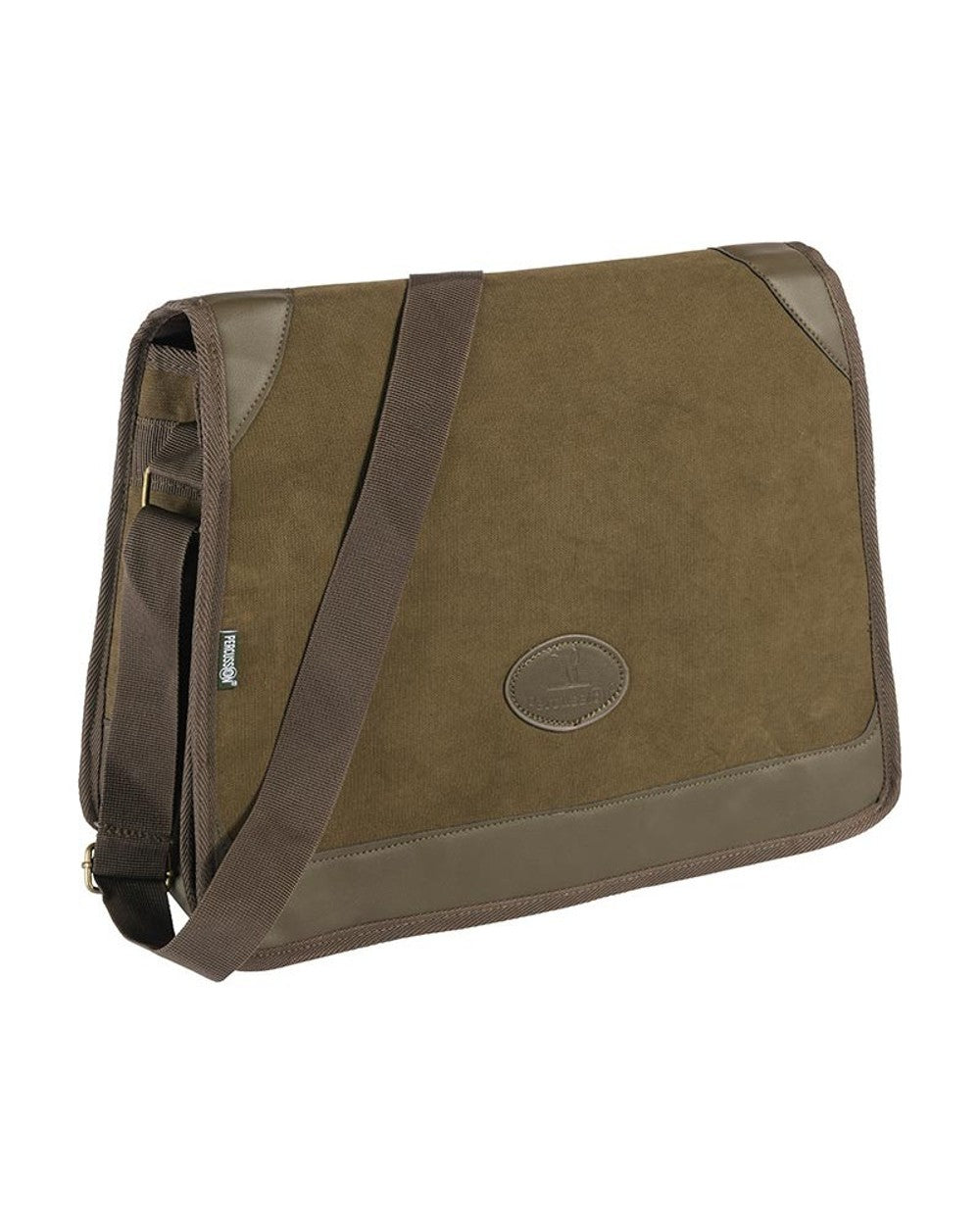 Khaki coloured Percussion Rambouillet Game Bag on white background 