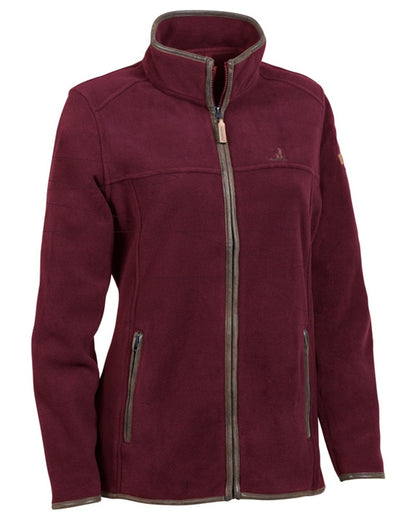 Burgundy coloured Percussion Scotland Ladies Fleece Jacket on white background 