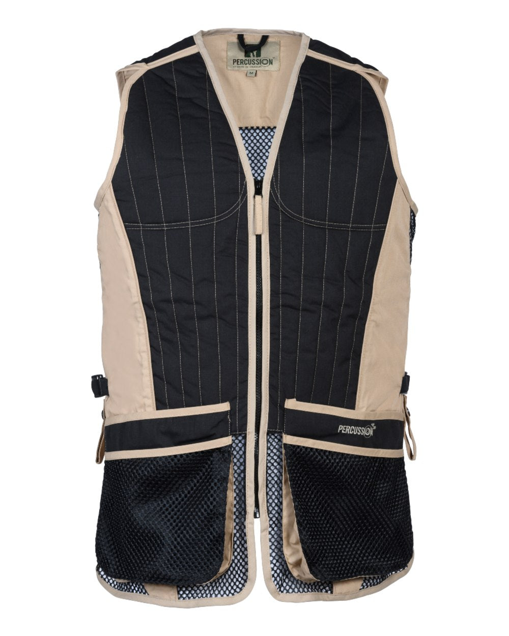 Black Beige coloured Percussion Skeet Vest on white background 