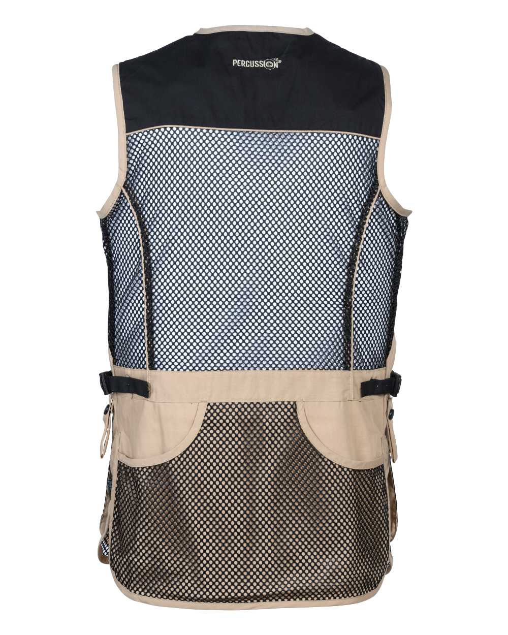 Black Beige coloured Percussion Skeet Vest on white background 
