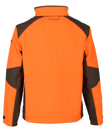 Khaki Orange coloured Percussion Softshell Waterproof Jacket on white background 