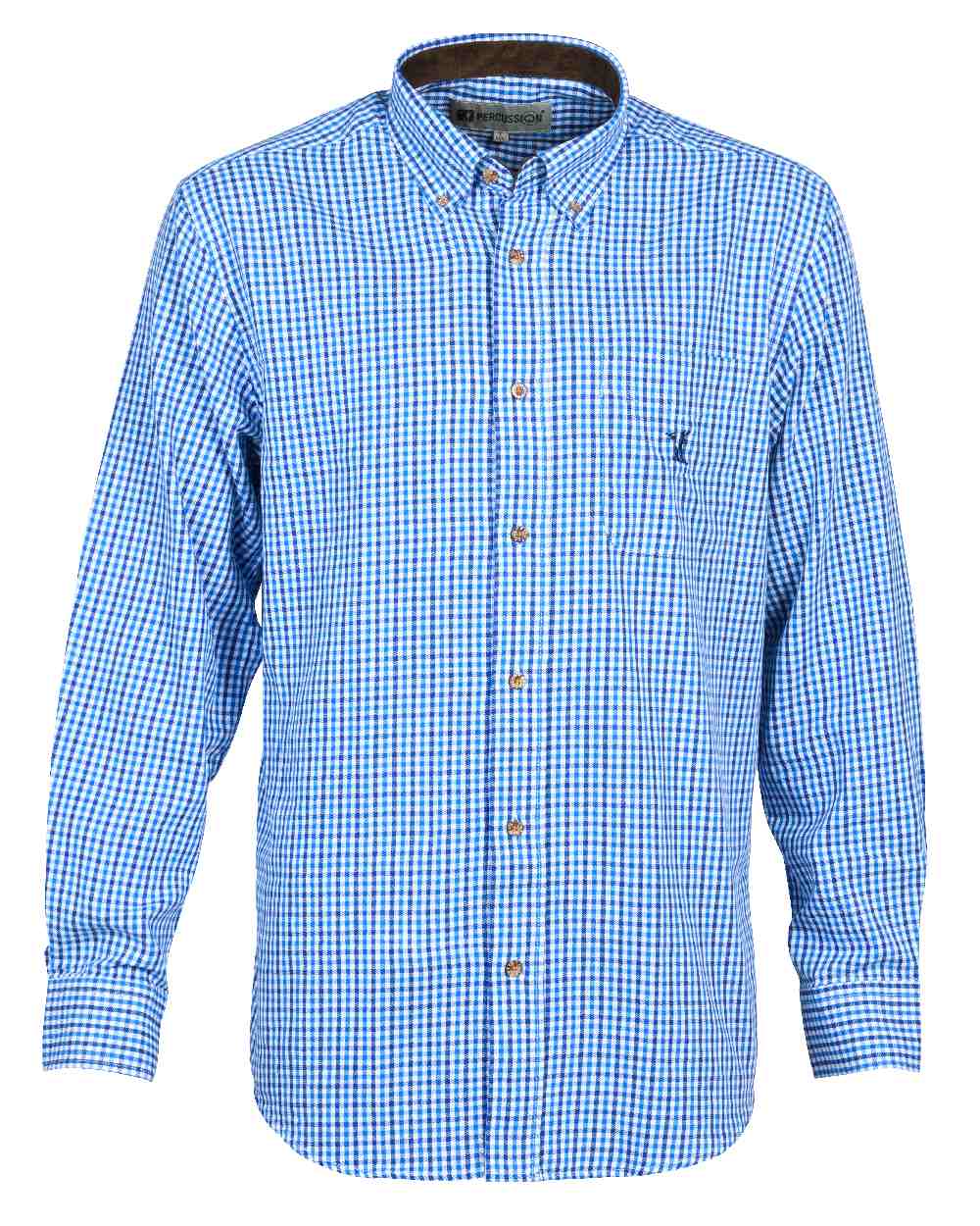 Blue coloured Percussion Traditional Shirt on white background 