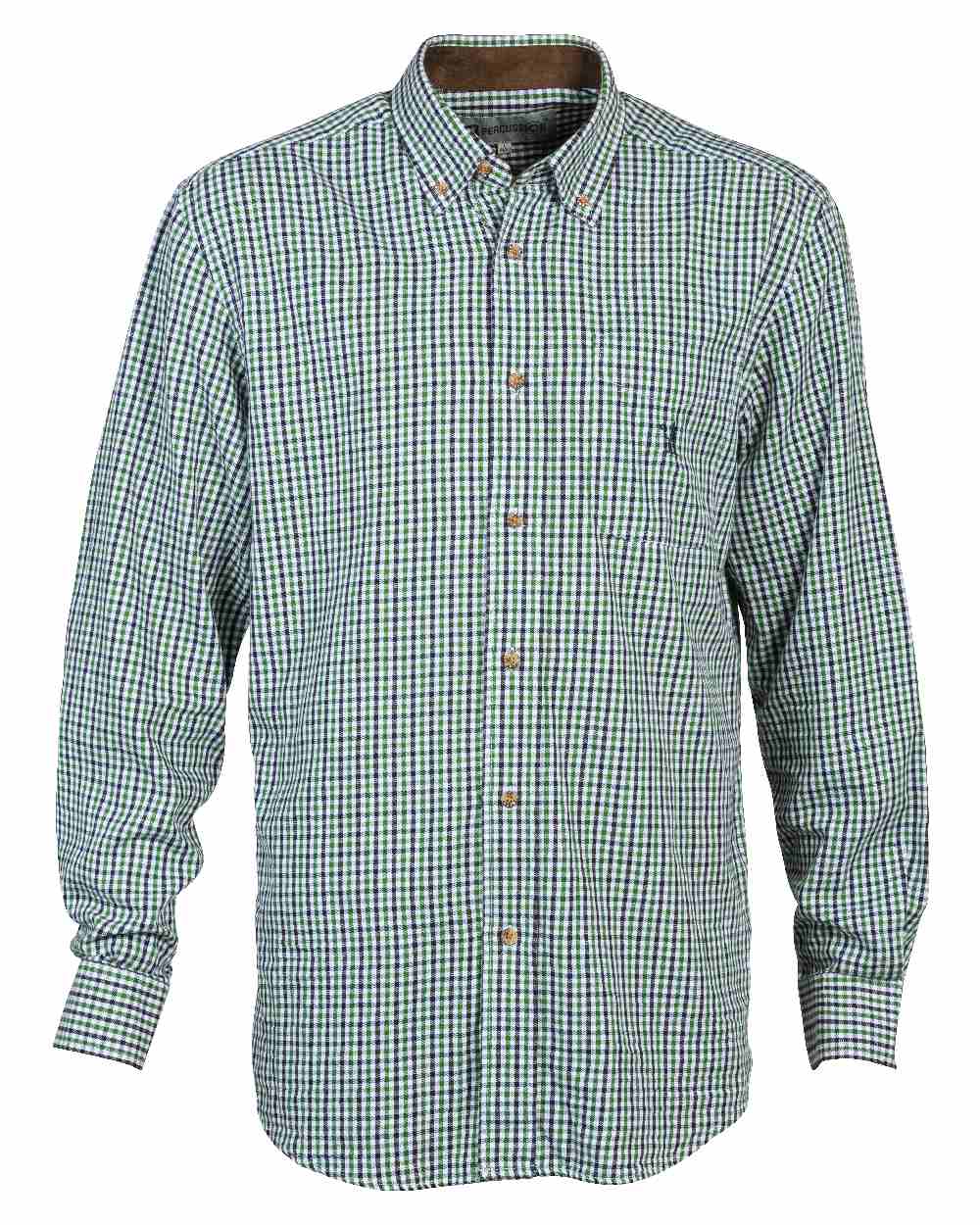 Khaki coloured Percussion Traditional Shirt on white background 