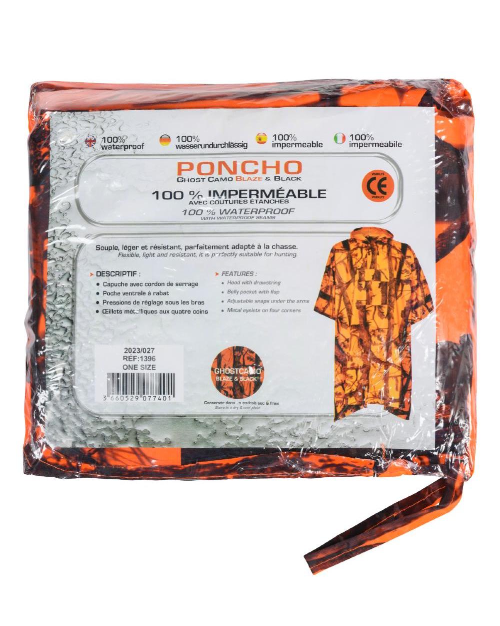 Ghostcamo Blaze coloured Percussion Waterproof Poncho on white background 