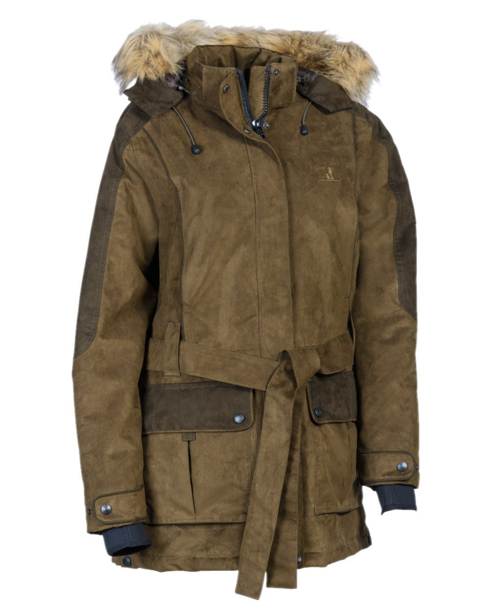 Light Khaki Coloured Percussion Womens Grand Nord Jacket on white background 