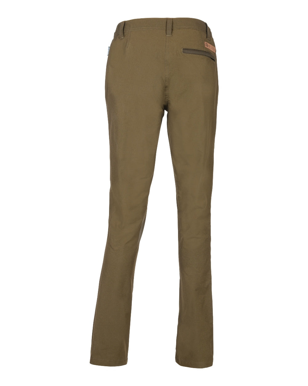 Khaki coloured Percussion Womens Savane Hyperstretch Trousers on white background 