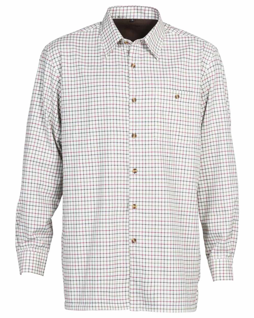 Khaki Red Coloured Percussion Inverness Fleece-Lined Shirt On A White Background