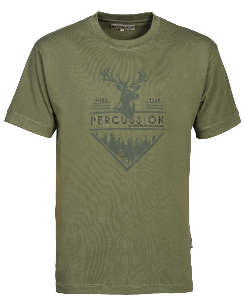 Khaki coloured Percussion Elaphe T-Shirt on white background 