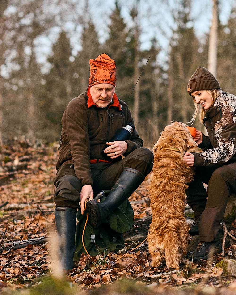 Strata Blaze Coloured Pinewood Camou Beanie on outdoor background 