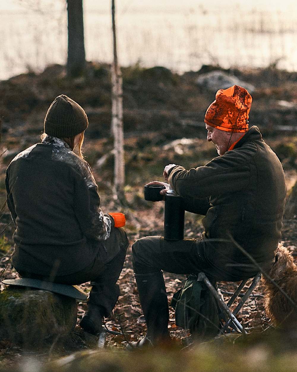 Strata Blaze Coloured Pinewood Camou Beanie on outdoor background 