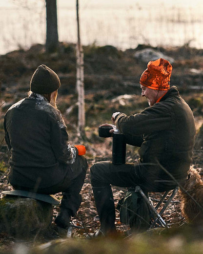 Strata Blaze Coloured Pinewood Camou Beanie on outdoor background 