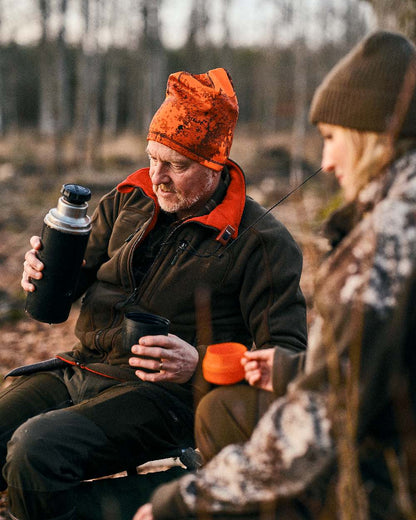 Strata Blaze Coloured Pinewood Camou Beanie on outdoor background 