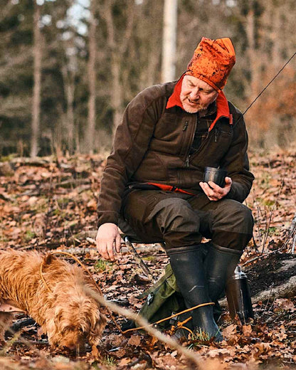 Strata Blaze Coloured Pinewood Camou Beanie on outdoor background 