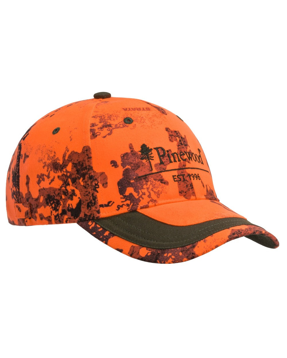 Strata Blaze Moss Green coloured Pinewood Childrens Camou Cap on white background 