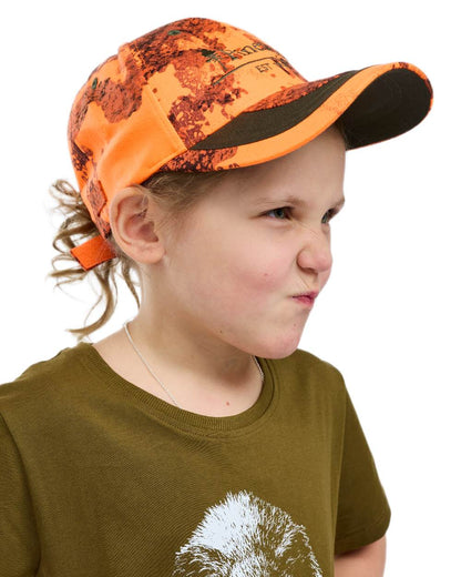 Strata Blaze Moss Green coloured Pinewood Childrens Camou Cap on white background 