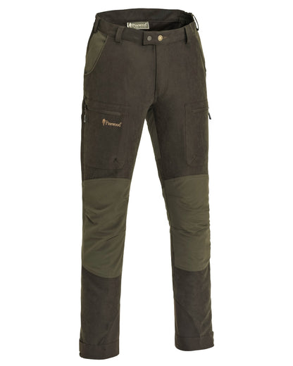 Suede Brown Dark Olive coloured Pinewood Childrens Caribou Hunt Trousers on white background 