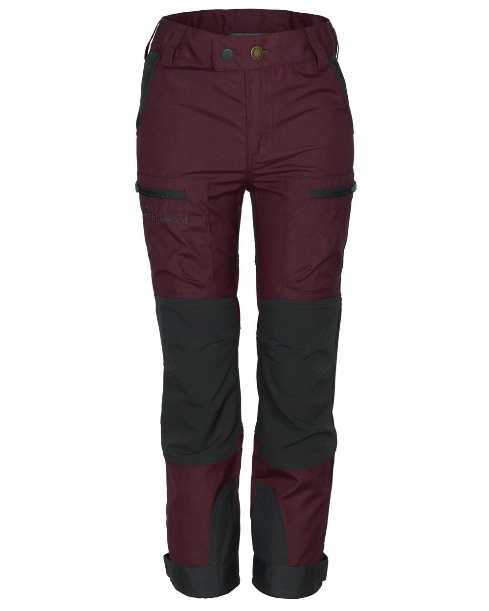 Plum Dark Anthracite coloured Pinewood Childrens Caribou TC Trousers on white background 