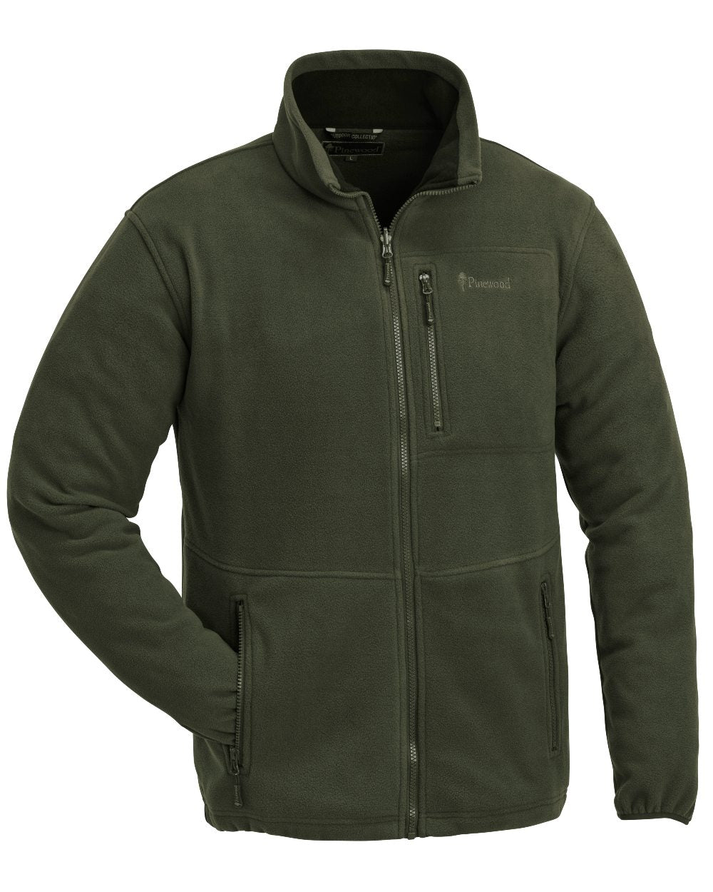 Green coloured Pinewood Childrens Finnveden Fleece Jacket on white background 