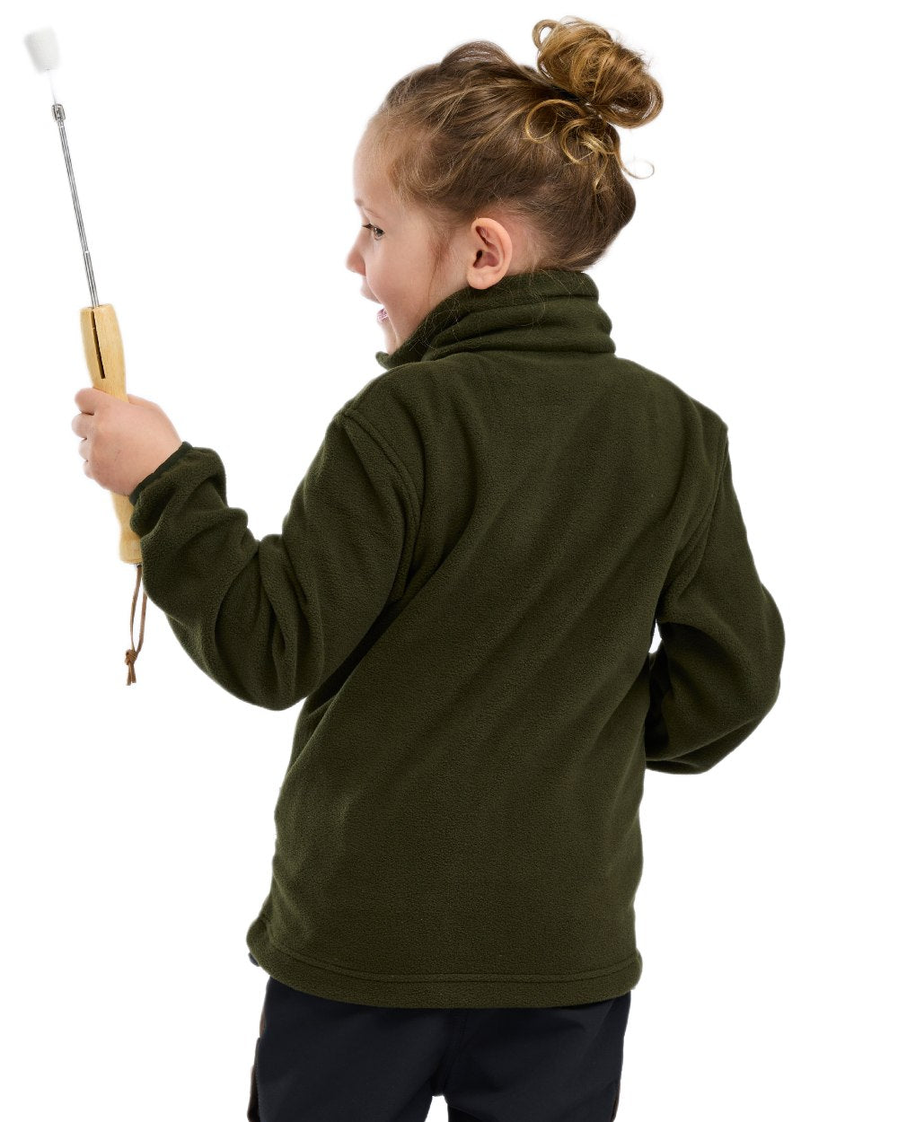 Green coloured Pinewood Childrens Finnveden Fleece Jacket on white background 