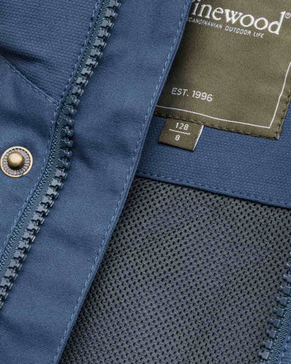 Dark Dive coloured Pinewood Childrens Finnveden Hybrid Jacket on white background 