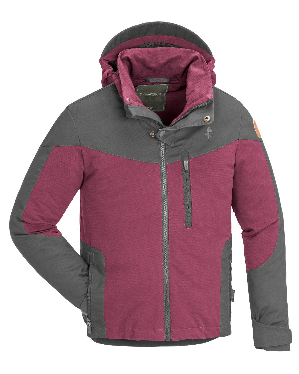 Plum Dark Anthracite coloured Pinewood Childrens Finnveden Hybrid Jacket on white background 