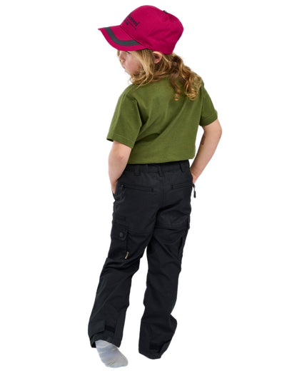 Black coloured Pinewood Childrens Lappland Trousers on white background 