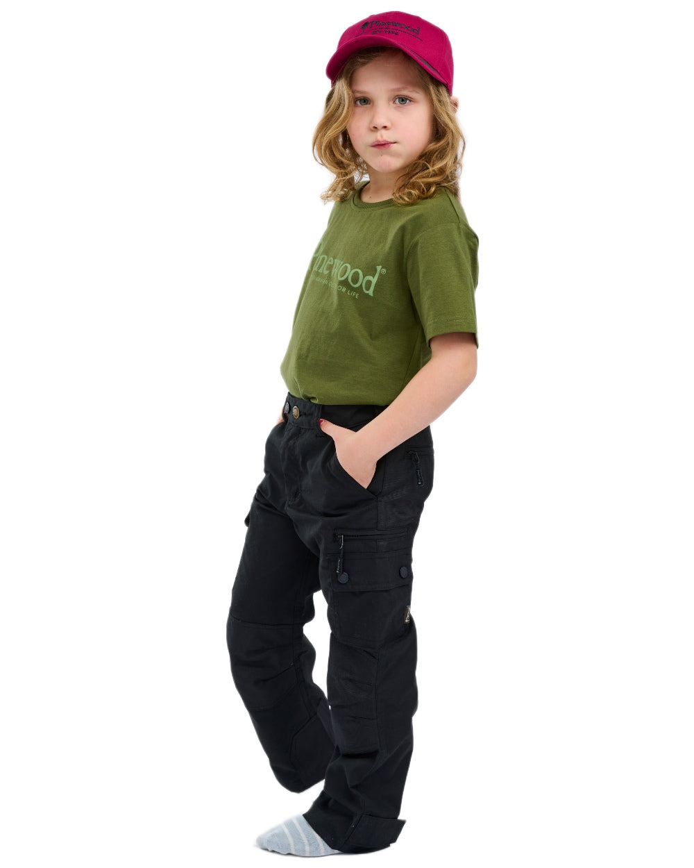 Black coloured Pinewood Childrens Lappland Trousers on white background 