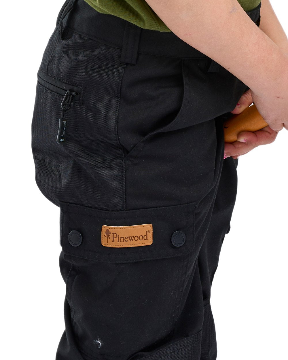 Black coloured Pinewood Childrens Lappland Trousers on white background 