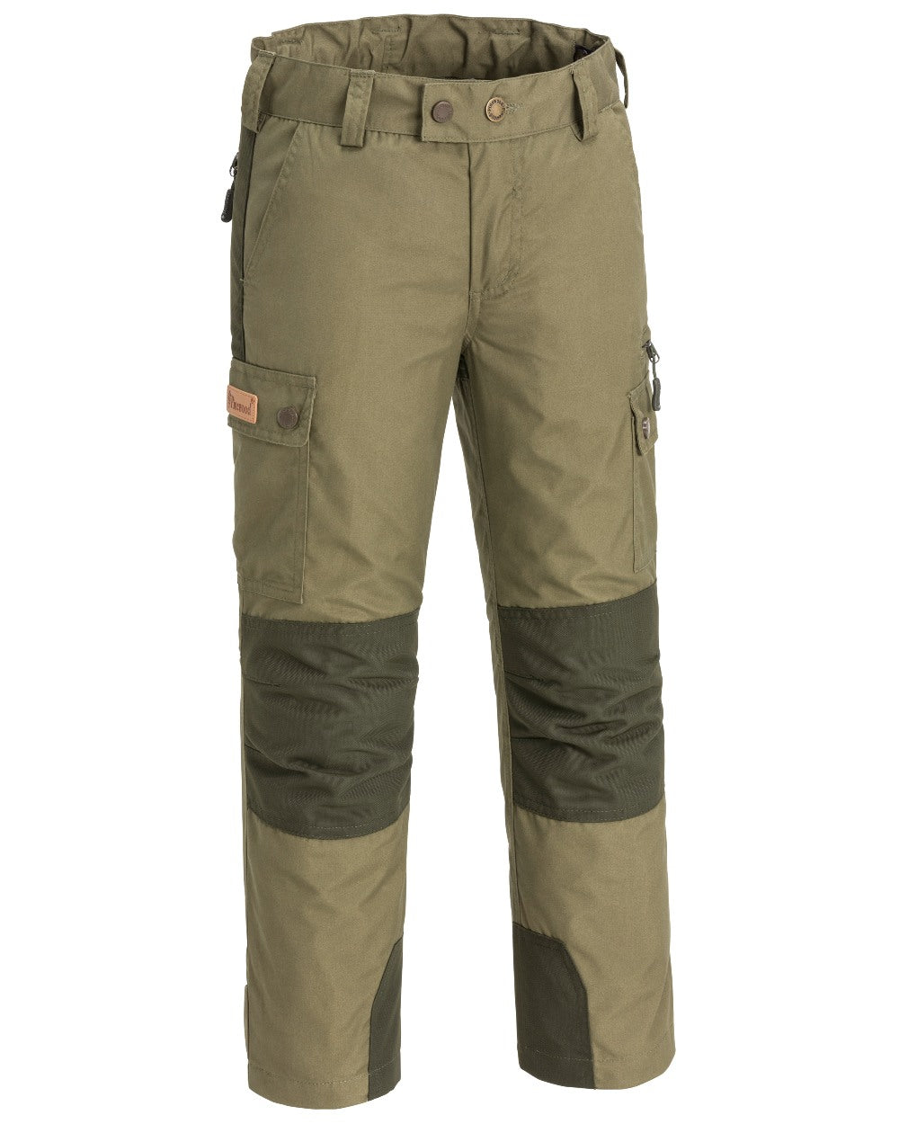 Hunting Olive Mossgreen coloured Pinewood Childrens Lappland Trousers on white background 