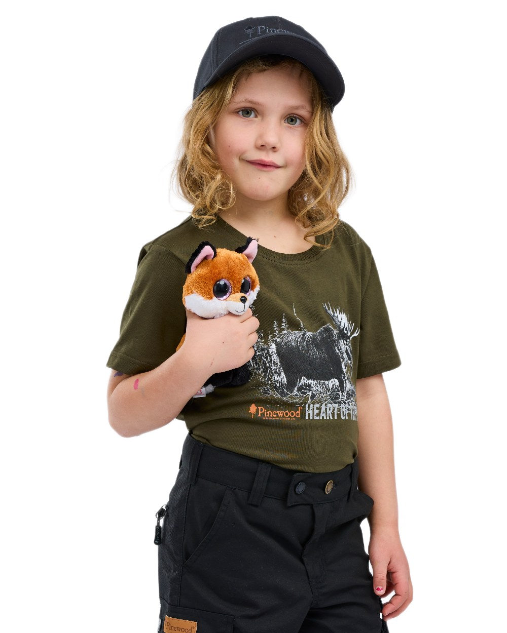 Green coloured Pinewood Childrens Moose T-Shirt on white background 