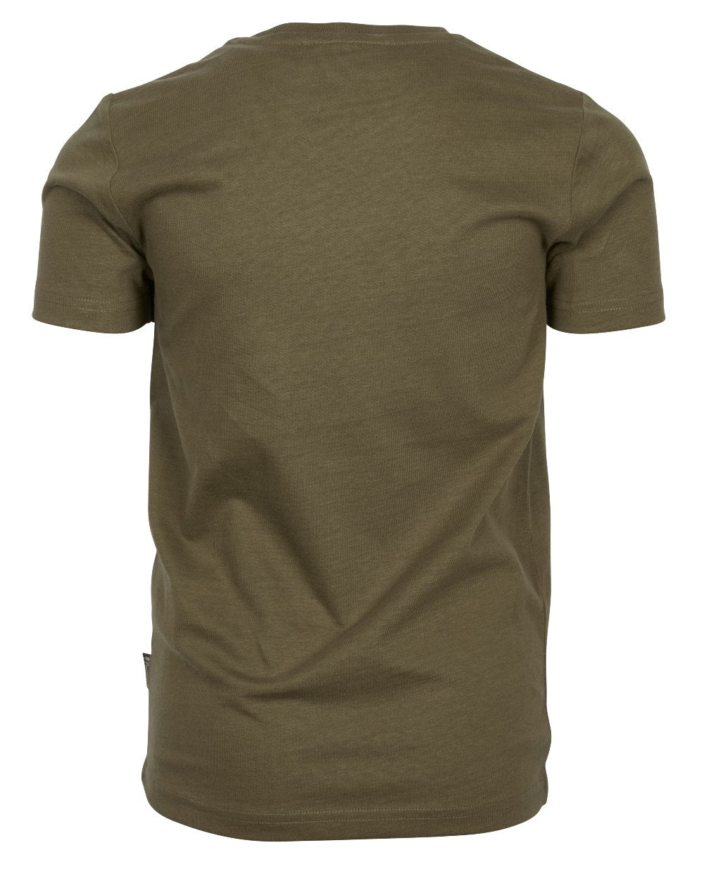 Hunter Olive coloured Pinewood Childrens Outdoor Life T-Shirt on white background 