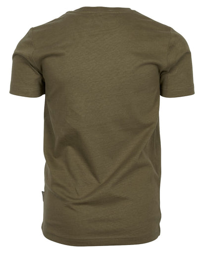 Hunter Olive coloured Pinewood Childrens Outdoor Life T-Shirt on white background 