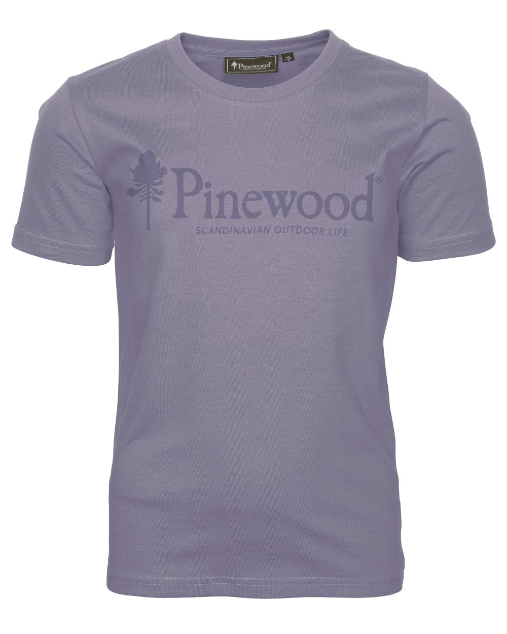 Light Lilac coloured Pinewood Childrens Outdoor Life T-Shirt on white background 