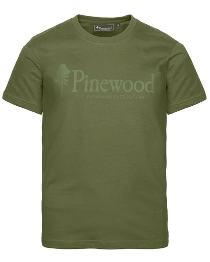 Pine Green coloured Pinewood Childrens Outdoor Life T-Shirt on white background 